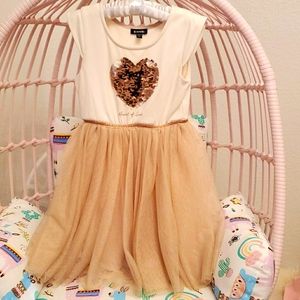 Metallic gold and cream dress